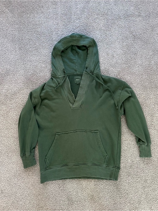 aerie Tops - aerie Olive Green V‑Neck Hooded Sweatshirt